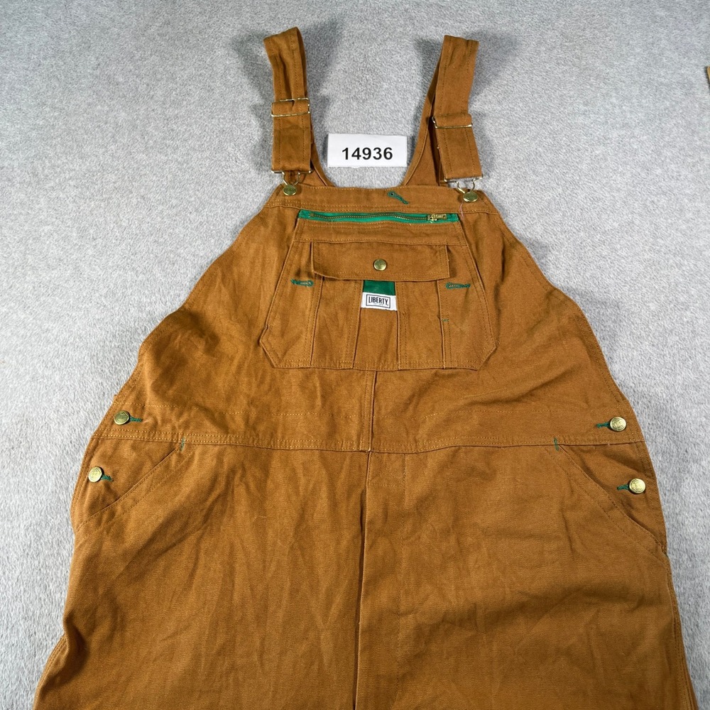 Liberty Duck Carpenter Bib Overalls Mens 44x32 Brown Cotton Utility Workwear